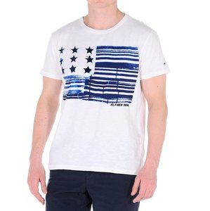 Tommy Hilfiger pánské bílé tričko s potiskem - XL (105)